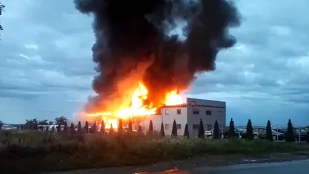 Un service auto din Paulești, Prahova A ARS COMPLET. Opt mașini au fost distruse