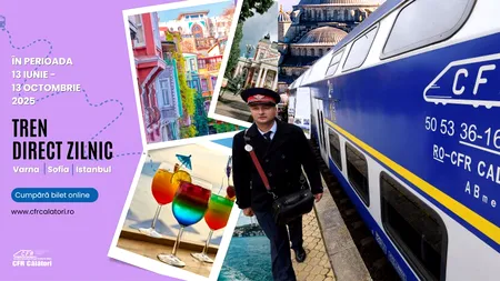 Din iunie, CRF pune pe șine TRENUL de VACANȚĂ România pe rutele Varna, Sofia și Istanbul. Orarul și prețul biletelor