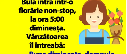 BANC | Bulă intră într-o florărie non-stop, la ora 5:00 dimineața