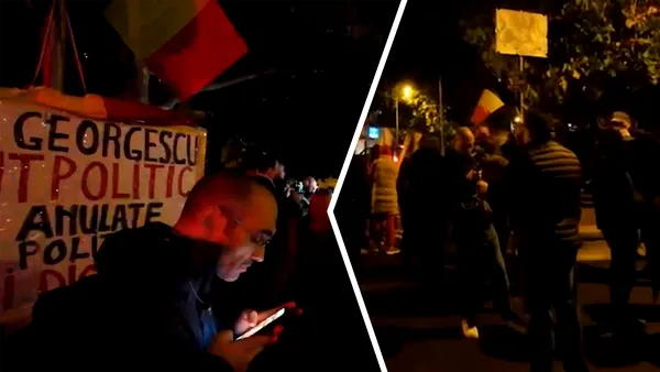 A 15-a noapte de proteste în fața Arestului Central, unde este închis Călin Georgescu. Susținătorii scandează: „Căline, Căline, Iisus este cu tine”