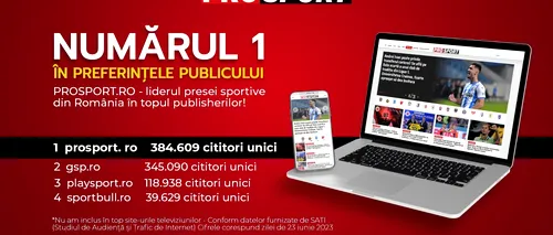 ProSport.ro, LIDERUL presei sportive din România, în Topul publisherilor din data de 23 iunie 2023