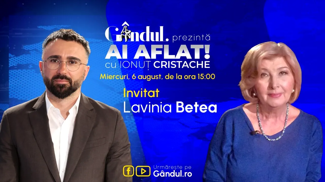 „Ai Aflat! cu Ionuț Cristache” începe miercuri, 6 august, de la ora 15.00, LIVE pe Gândul. Invitata emisiunii: Lavinia Betea