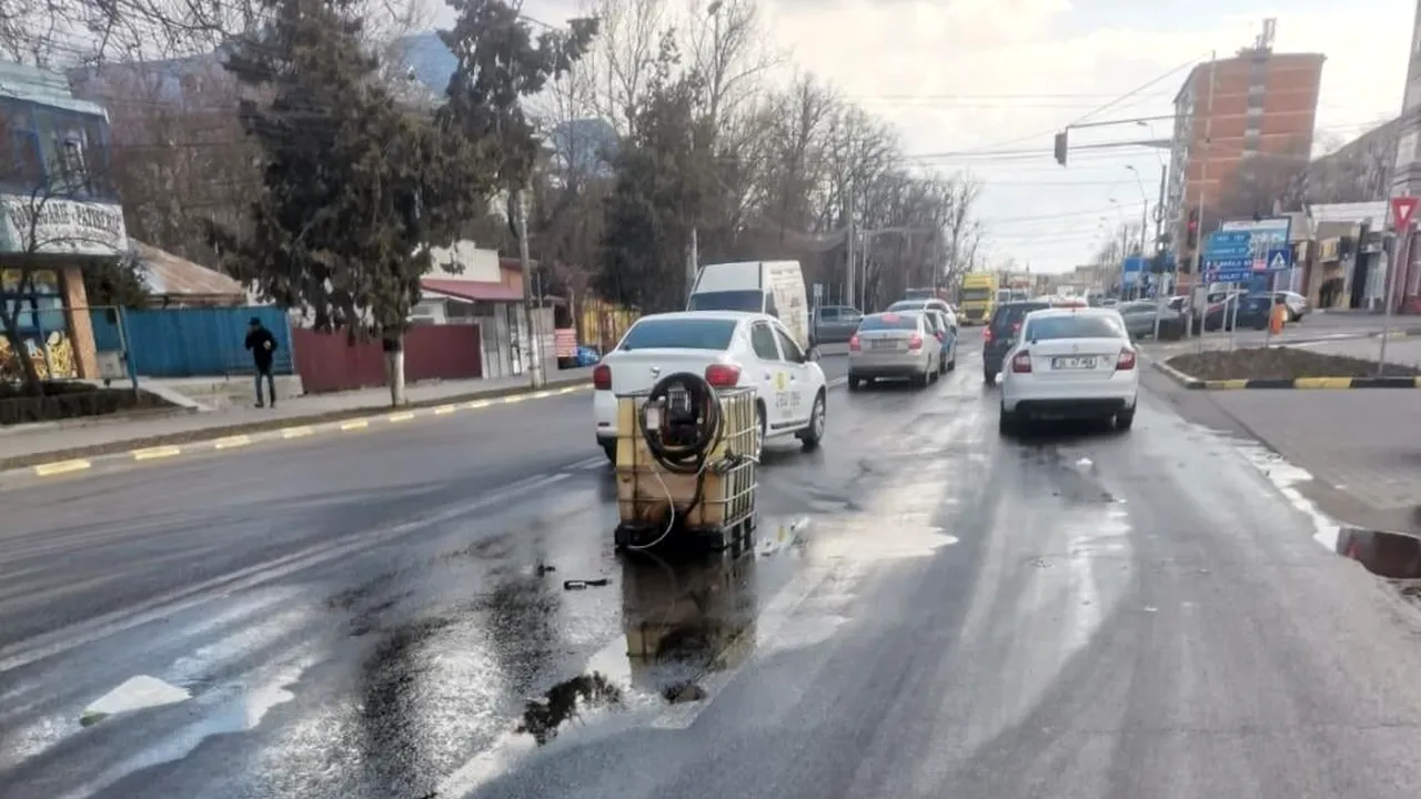 Amendă uriașă pentru benzinăria din Tecuci care a vândut motorina în rezervorul de 1.000 de litri răsturnat pe şosea