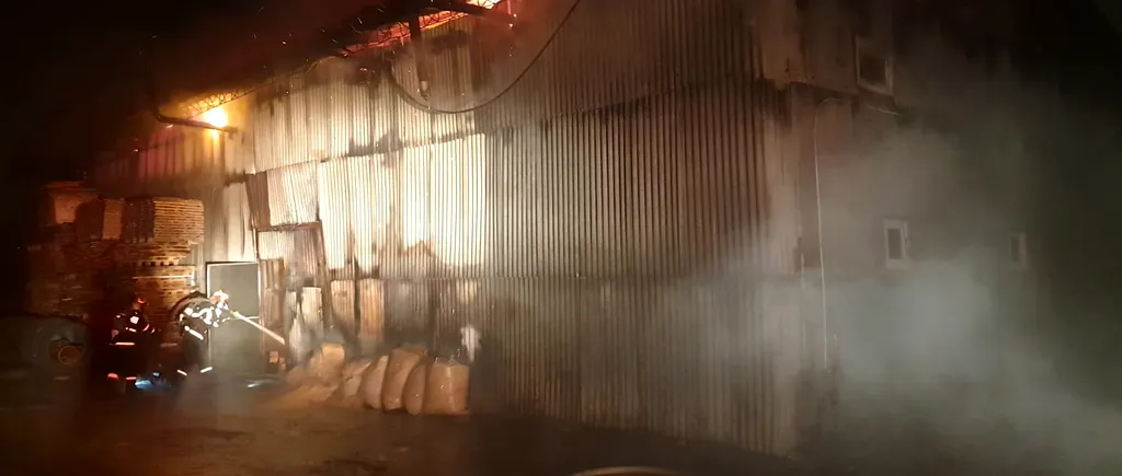 Incendiu puternic la un atelier de mobilă din Timișoara. Zeci de pompieri intervin pentru stingerea flăcărilor, care au cuprins o suprafață de aproximativ 600-700 mp