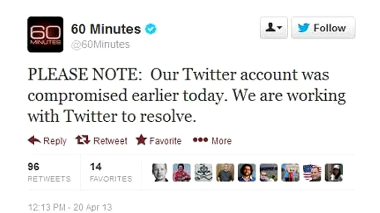 Conturile de Twitter ale unor programe ale rețelei de televiziune CBS au fost piratate