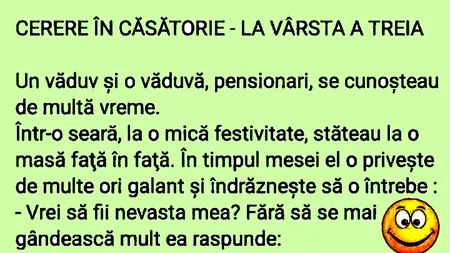 BANCUL ZILEI | Cerere în căsătorie - la vârsta a treia