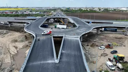 GALERIE FOTO | Cum arată acum Pasajul Olteniței – Popești Leordeni de pe Centura Capitalei. Sensul giratoriu suspendat a intrat în pre-recepție