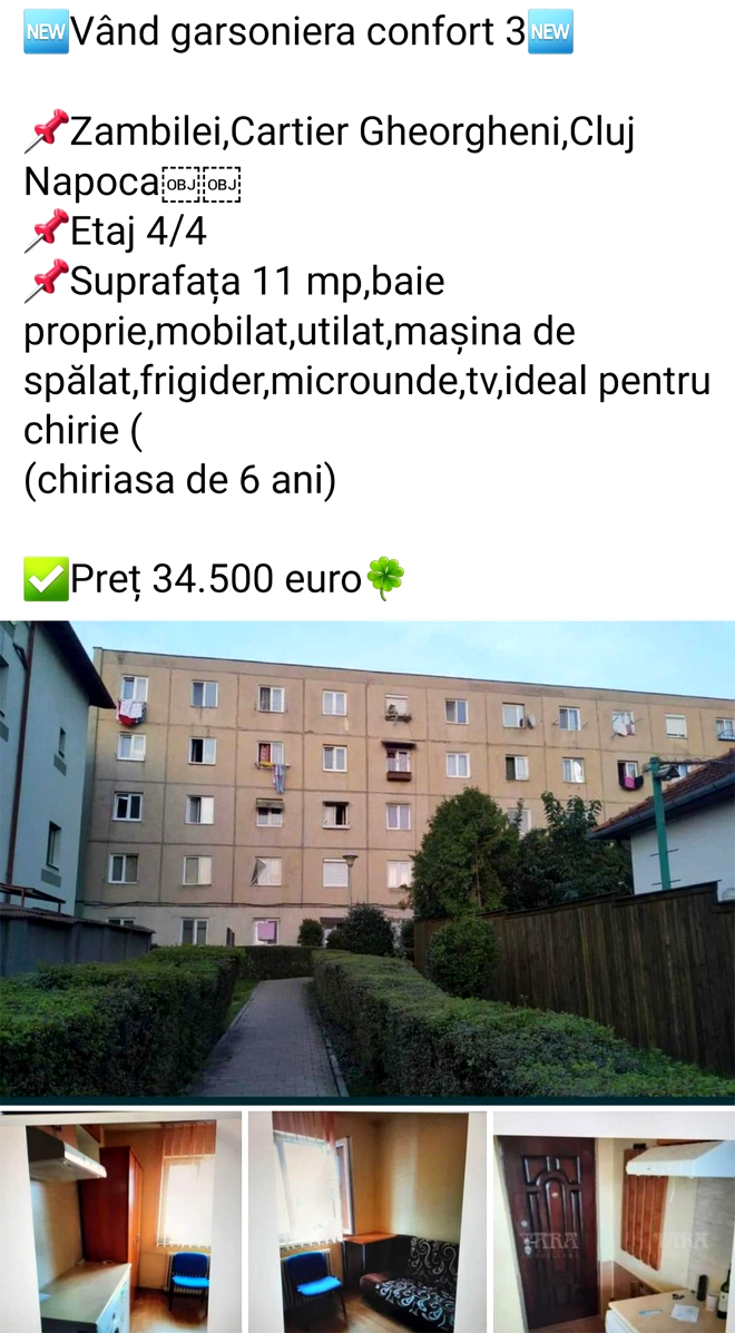 De necrezut! Câți bani cere un proprietar din Cluj pentru o garsonieră minusculă, de doar 11 metri pătrați