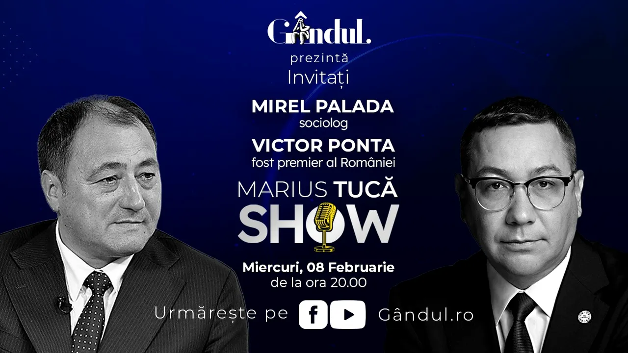 Marius Tucă Show începe miercuri, 8 februarie, de la ora 20.00, live pe gândul.ro