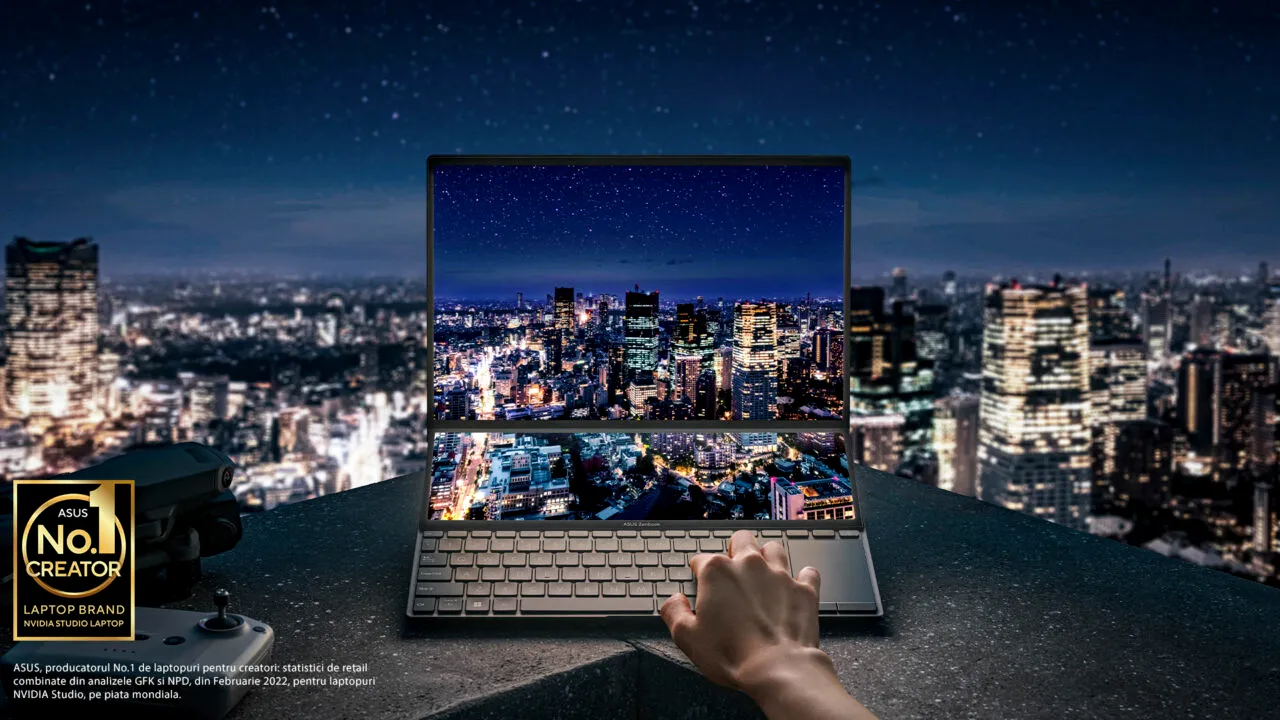 Zenbook Pro 14 Duo OLED (UX8402): un laptop cu două ecrane fără pereche