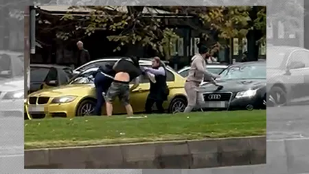 VIDEO | Bătaie ca-n filme pe Strada Brăila din Galați. Actualul, fosta și fostul blochează traficul în fața Palatului de Justiție