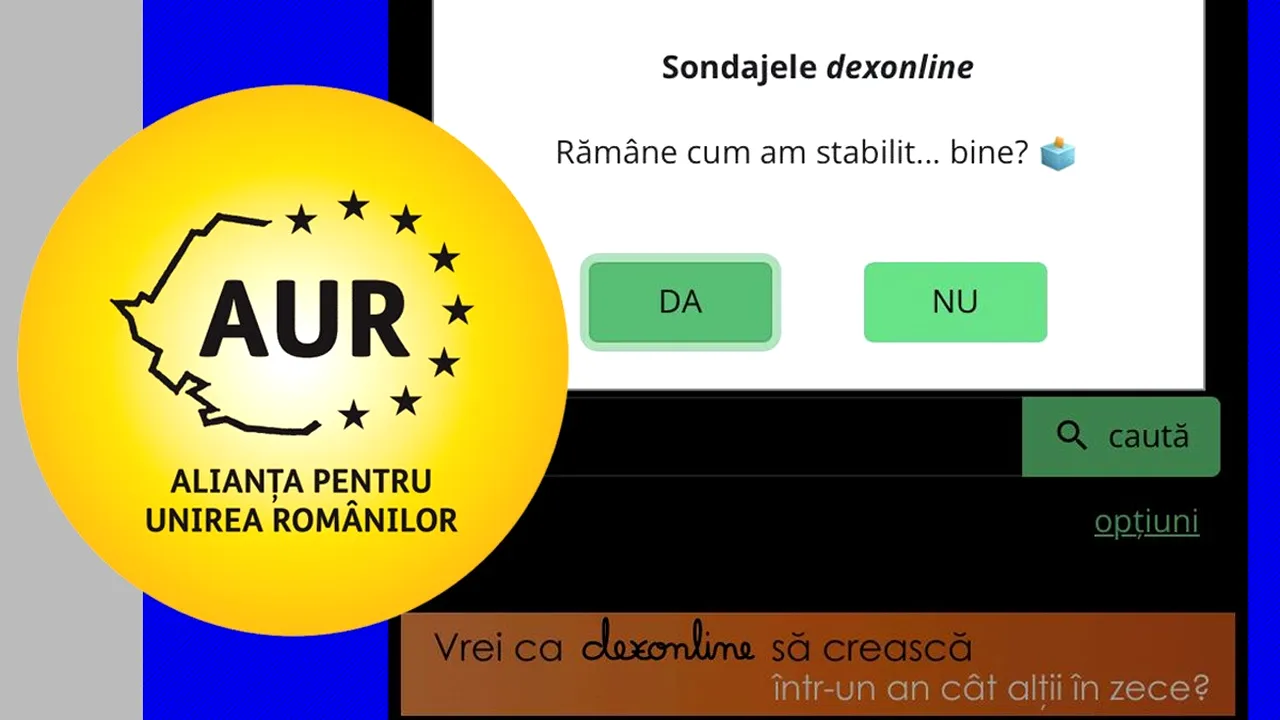 AUR denunță „PROPAGANDA ilegală realizată de dexonline.ro” / „Este inacceptabil”