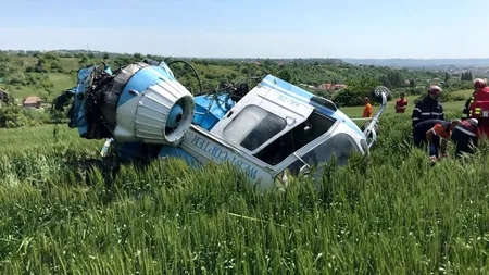 Un elicopter s-a prăbușit pe un deal de lângă Turda FOTO