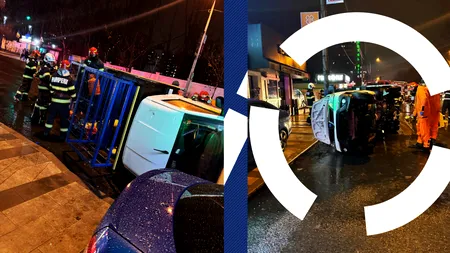 O utilitară cu butelii s-a răsturnat pe Șoseaua Fundeni, în sectorul 2. În cădere, a acroșat și o motocicletă pe care se aflau două persoane