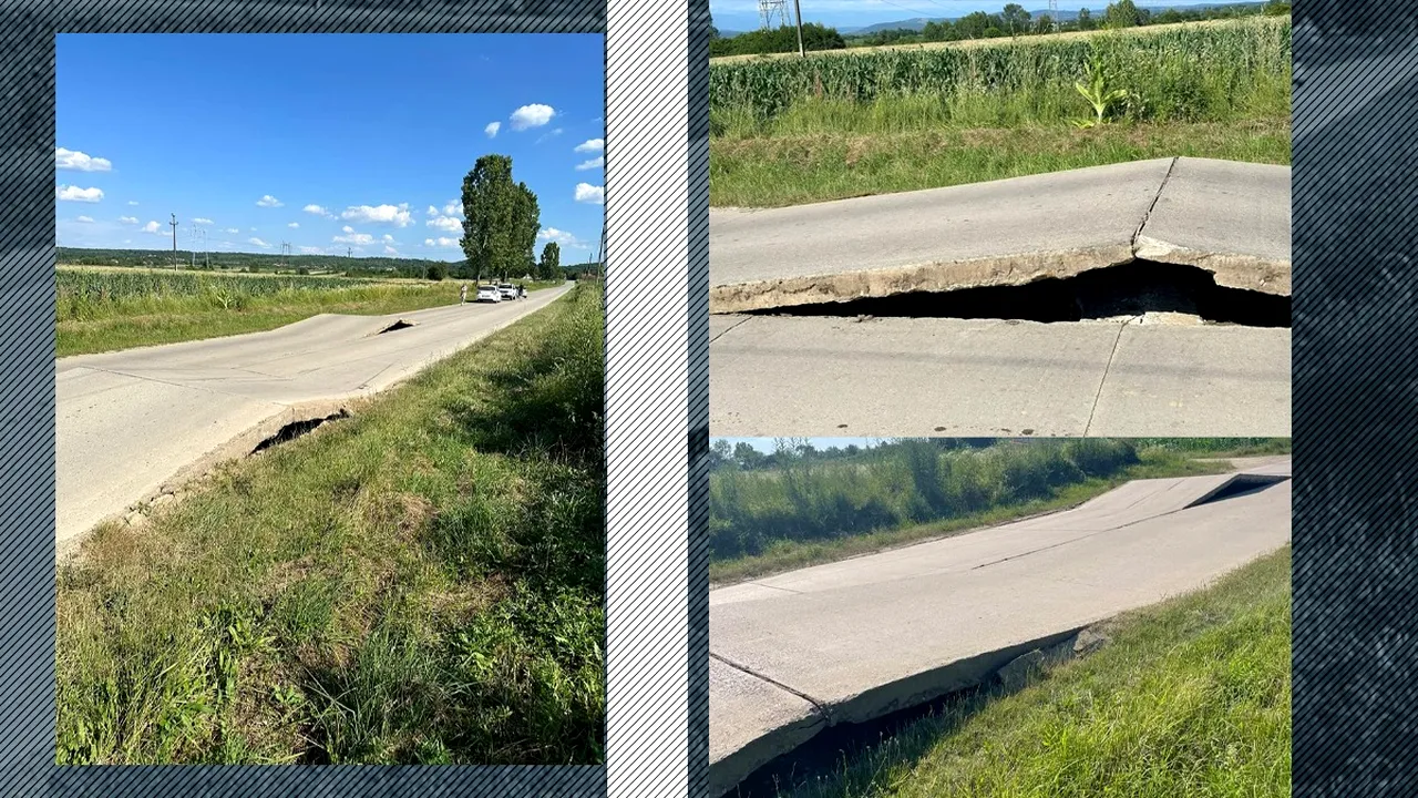 Incredibil! Canicula face RAVAGII în Gorj. Plăcile de beton ale unei șosele din județ au flambat ca biscuiții