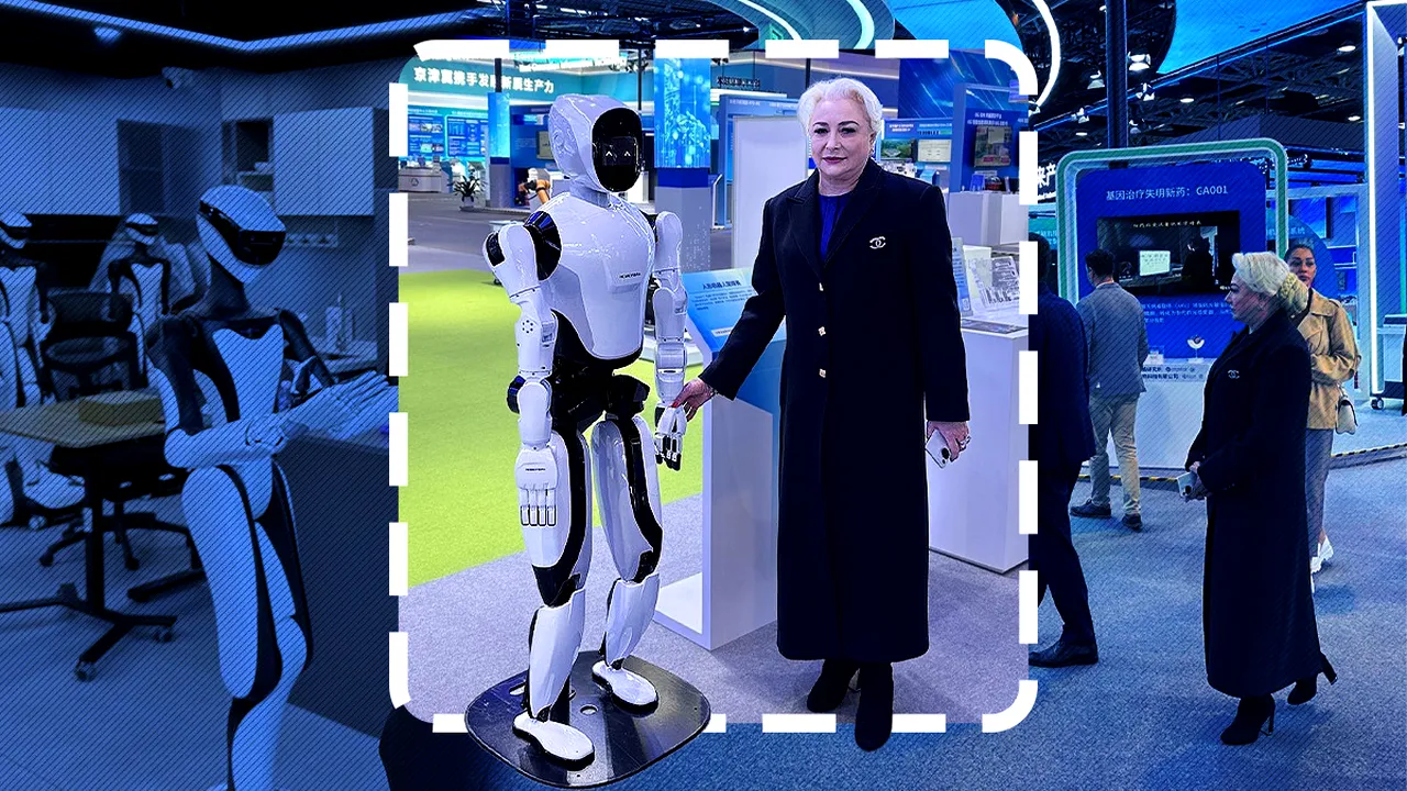 Viorica Dăncilă, din nou în China. De data asta s-a pozat cu ROBOȚI la Z-Park, centrul tehnologic al Beijingului
