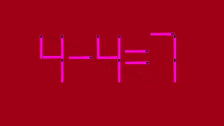 TEST IQ | Mutați un singur băț de chibrit pentru a corecta egalitatea: 4-4=7