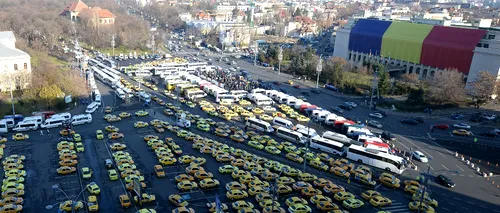 Transportatorii au protestat în București . Piața Victoriei și Șoseaua Kiseleff, BLOCATE de mii de mașini

