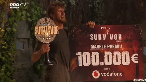 Nu ia cei 100.000 de euro! Câți bani primește Alex Delea, de fapt, pentru că câștigat Survivor România 2022 de la Pro TV