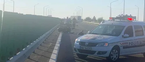 Accident grav pe Autostrada Soarelui, după ce o motocicletă s-a ciocnit cu o mașină. A fost solicitat elicopterul SMURD