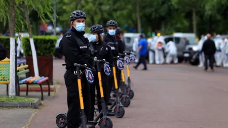 GALERIE FOTO. Daniel Băluță, primarul Sectorului 4, a susținut astăzi o conferință de presă privind măsurile de igienizare a parcurilor. Polițiștii locali vor primi mașini și trotinete electrice