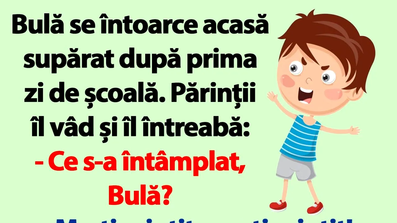 BANC | Bulă se întoarce acasă supărat, după prima zi de școală