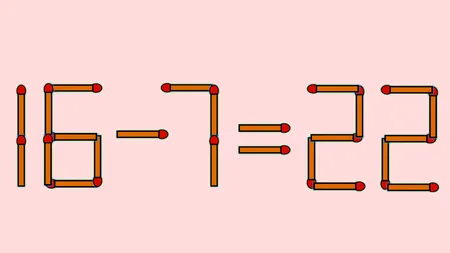 Test de inteligență | Mutați un singur chibrit, pentru a transforma 16 - 7 = 22 într-o egalitate corectă