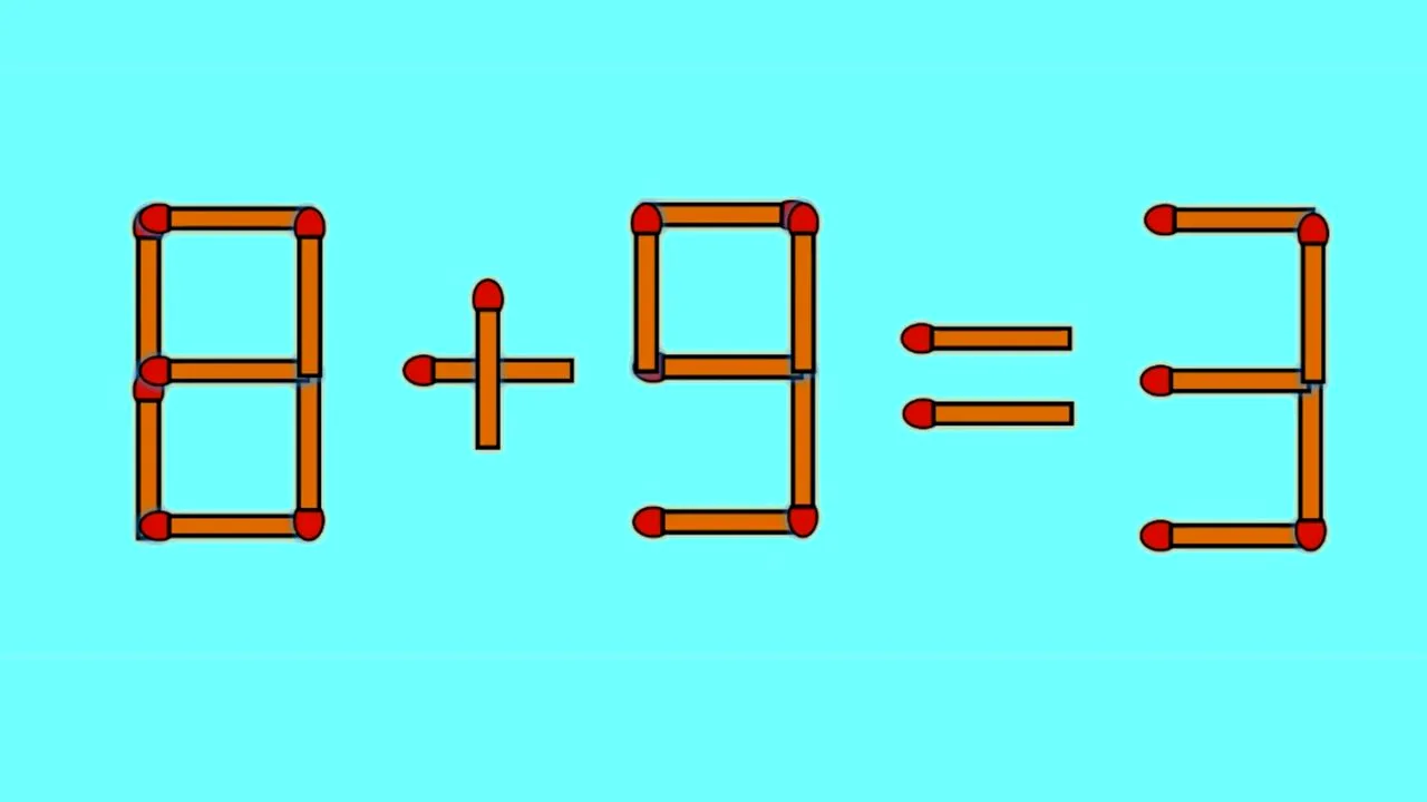 TEST IQ | 8 + 9 = 3 este greșit. Pentru a corecta egalitatea, mutați un singur chibrit