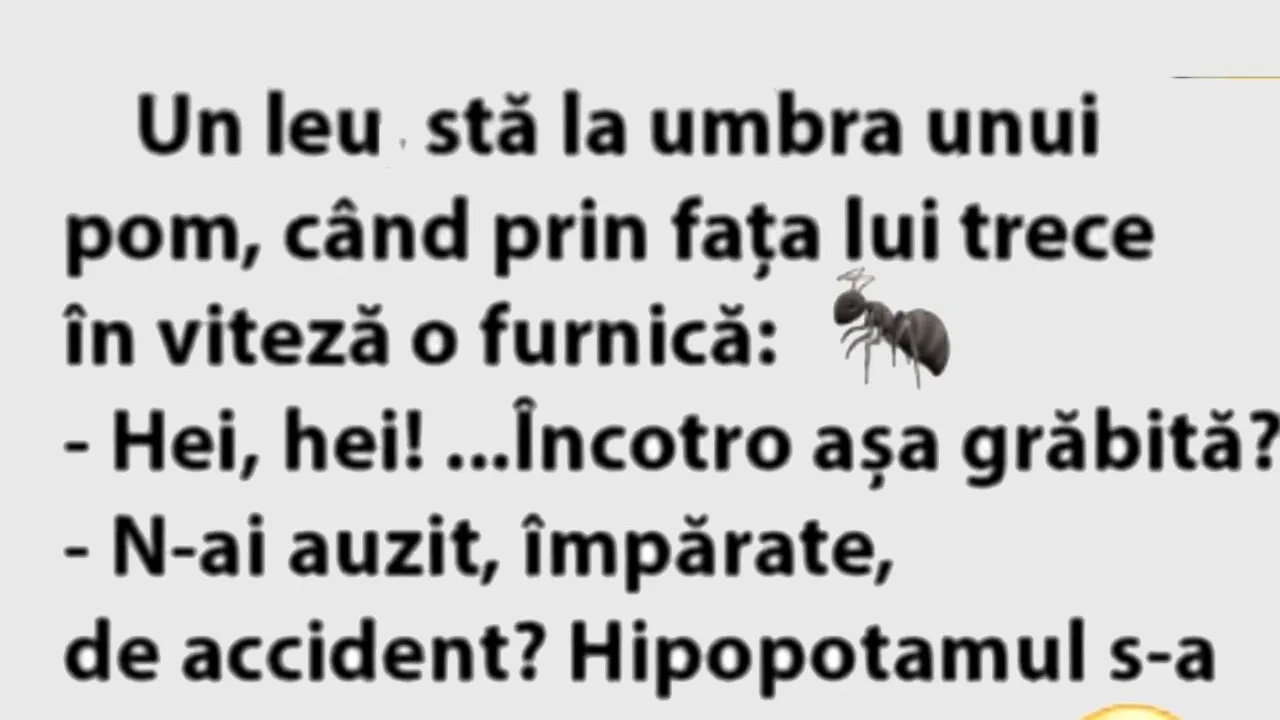 BANCUL ZILEI | Leul și furnica grăbită