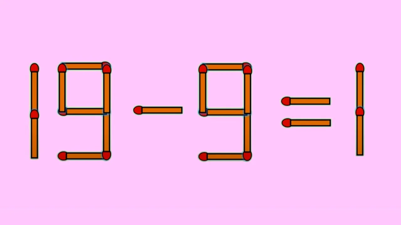 Test de inteligență | 19 - 9 = 1 este greșit. Pentru a corecta egalitatea, mutați un singur chibrit