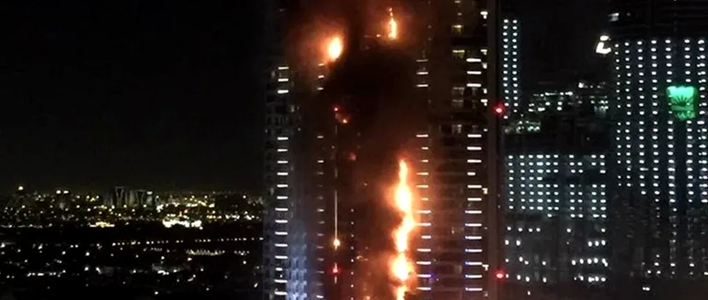 Zgârie-nori, cuprins de flăcări în Dubai. Cel puțin o persoană a murit și 14 sunt rănite