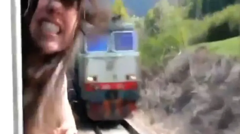 VIDEO ȘOCANT. La un pas de a fi DECAPITATĂ, după ce a scos capul pe geam în tren