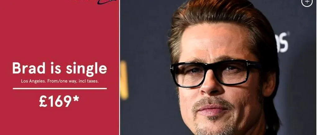 „Brad Pitt este singur. Reclama cu care o companie aeriană își promovează cursa către Los Angeles