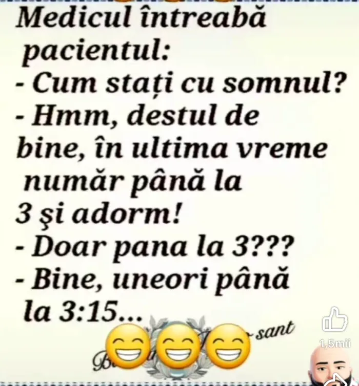 Bancul de sâmbătă | Medicul, pacientul și somnul