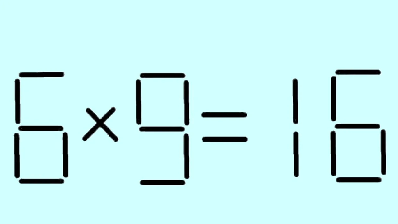 TEST IQ cu chibrituri | Mutați un singur băț pentru a corecta 6 x 9 = 16