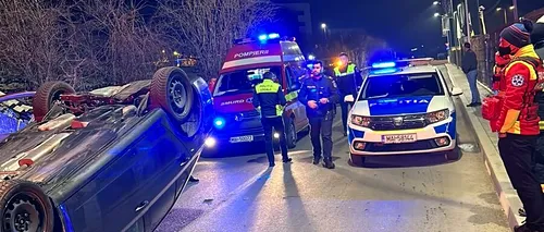 VIDEO | Un șofer s-a răsturnat cu mașina în Pipera