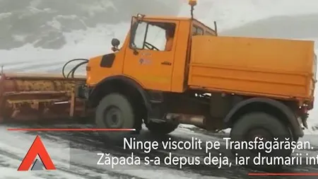 Iarna își intră în drepturi pe TRANSFĂGĂRĂȘAN, unde ninge VISCOLIT și vântul atinge 70 km pe oră