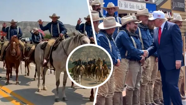 Trump, vizită memorabilă în Dakota de Nord. Președinele a vorbit cu o versiune AI a lui Teddy Roosevelt și a fost escortat de „Rough Riders”