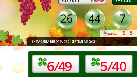 LOTO, LOTO 6/49 - NUMERELE EXTRASE joi, 5 septembrie