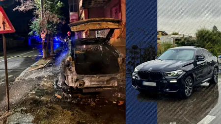 VIDEO. Mașina unui sportiv din Craiova, INCENDIATĂ în fața casei. Focul a fost pus intenționat