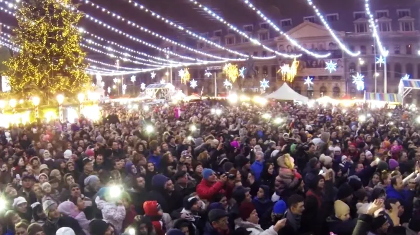 Deschiderea târgului de Crcăiun și aprinderea beculețelor din București, surprinse într-un clip spectaculos