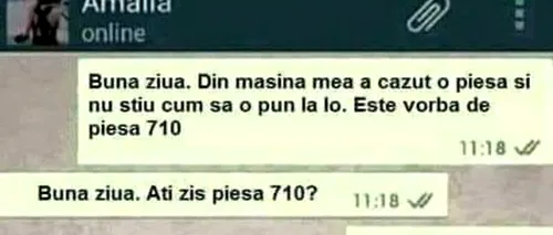 Bancul de duminică | Din mașina mea a căzut piesa 710 și nu știu să o pun la loc