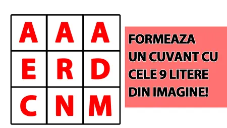 Test IQ | Formați numele unei țări din cele 9 litere din imagine: a, a, a, e, r, d, c, n și m