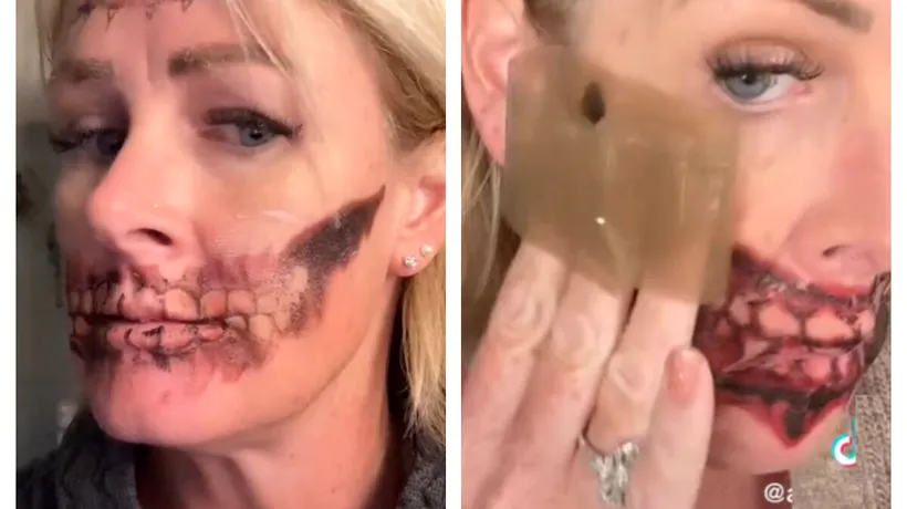 Videoclip viral pe TikTok. O femeie s-a filmat în timp ce se străduia să-și șteargă machiajul de Halloween: „La naiba, nu iese! Mâine am întâlniri la serviciu”