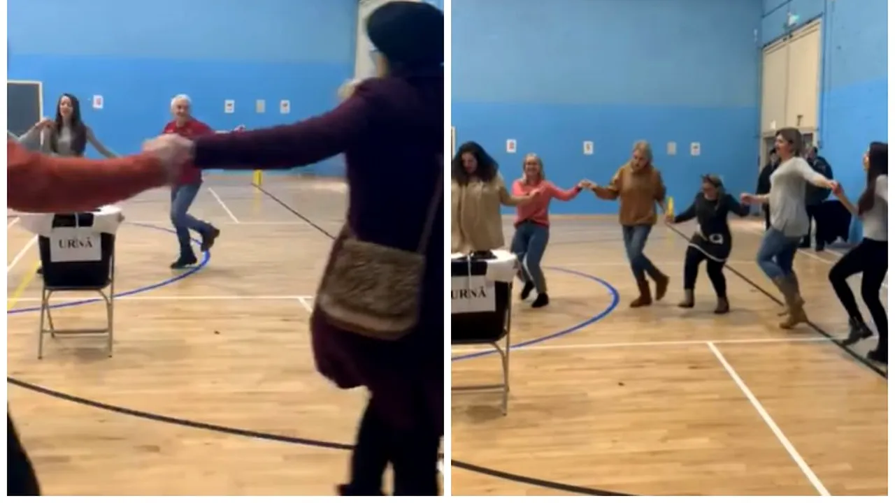 Alegeri prezidențiale 2019, turul 2 Diaspora. Românii au dansat hora în jurul urnei la o secție din Londra - VIDEO