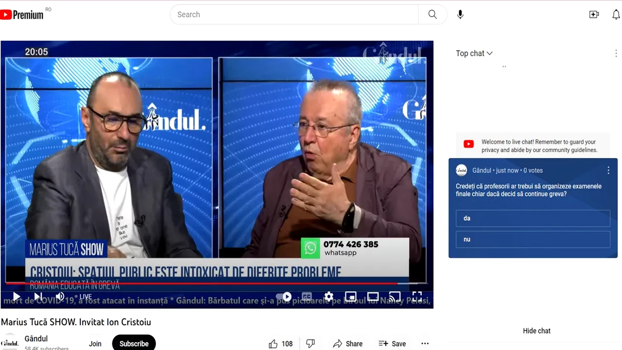 POLL Marius Tucă Show: „Credeți că profesorii ar trebui să organizeze examenele finale, chiar dacă decid să continue greva?”