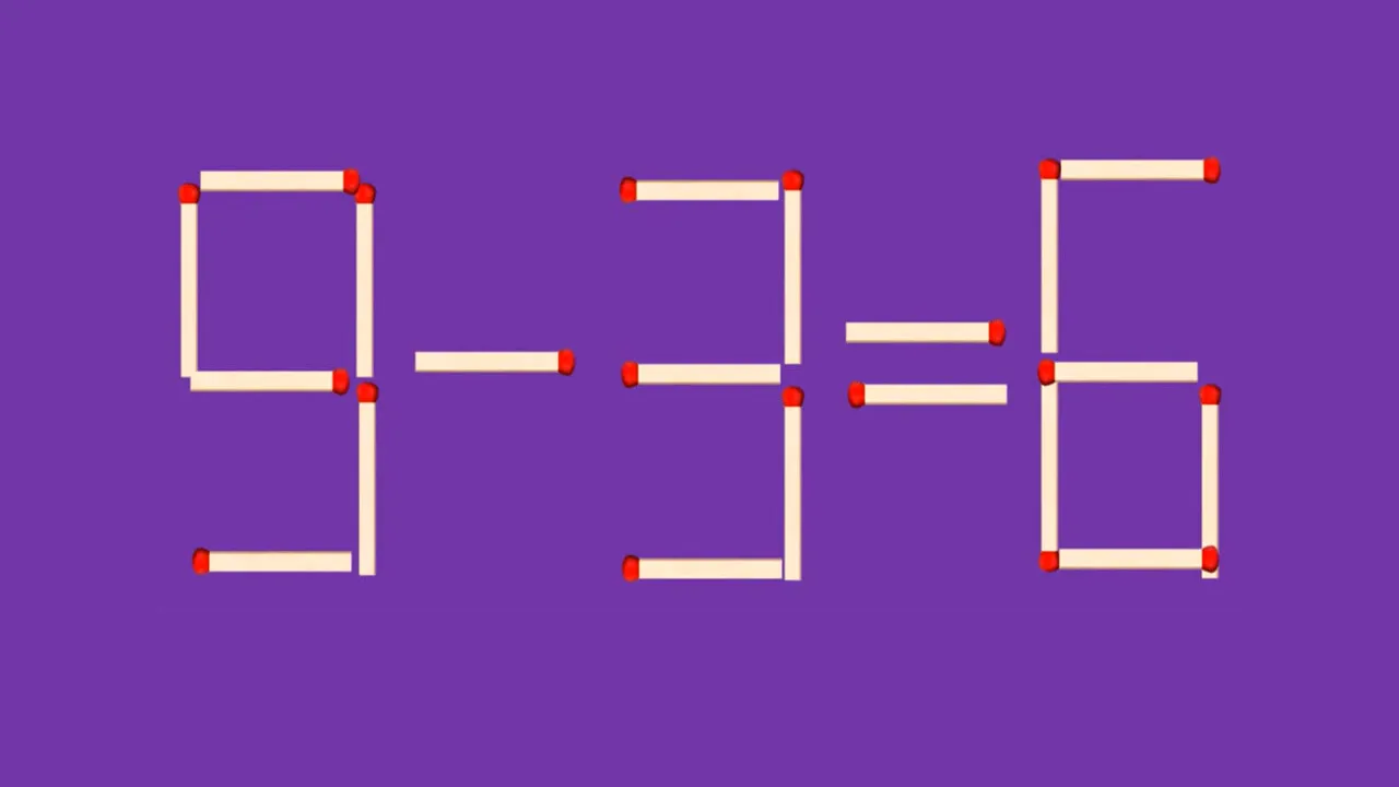 Test IQ | Mutați un singur băț de chibrit pentru a obține din 9-3=6 încă 2 egalități corecte!