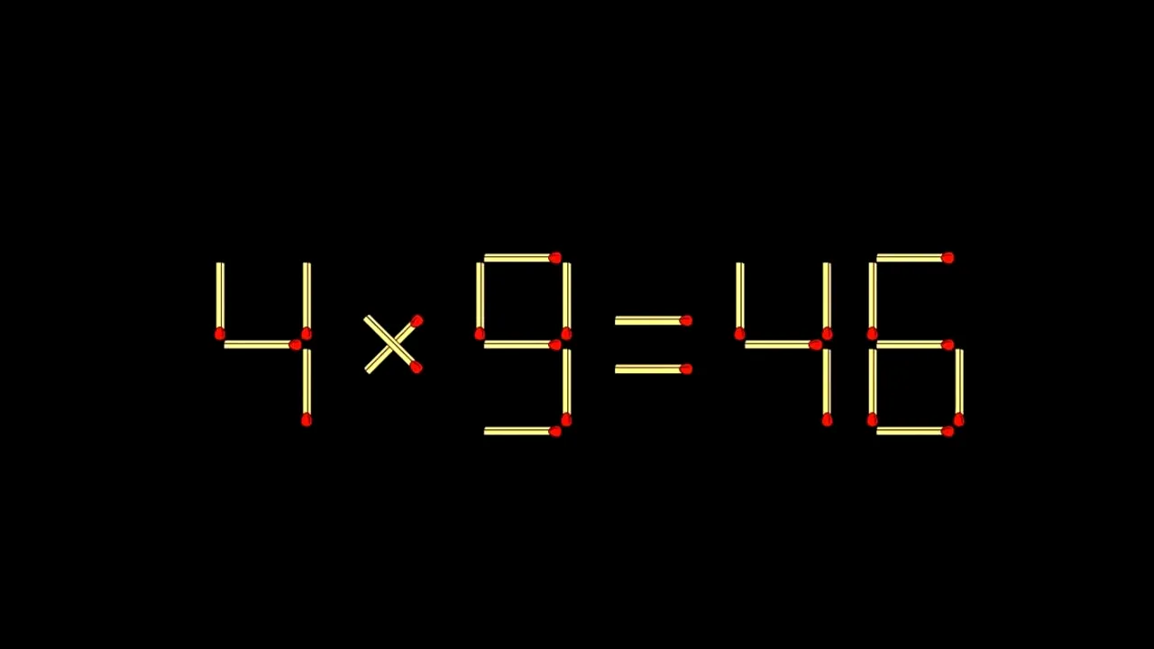Test de inteligență | Mutați 2 chibrituri pentru a corecta egalitatea 4x9=46