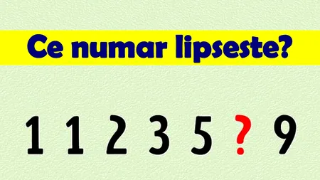 Test IQ cu 10 întrebări | Ce număr lipsește în seria: 1, 1, 2, 3, 5, ?, 9