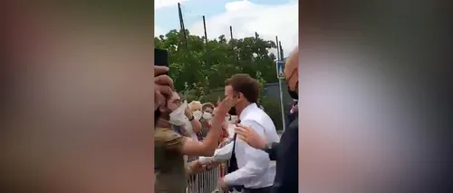 Emmanuel Macron, luat la palme într-un turneu în Franța. VIDEO cu momentul uluitor